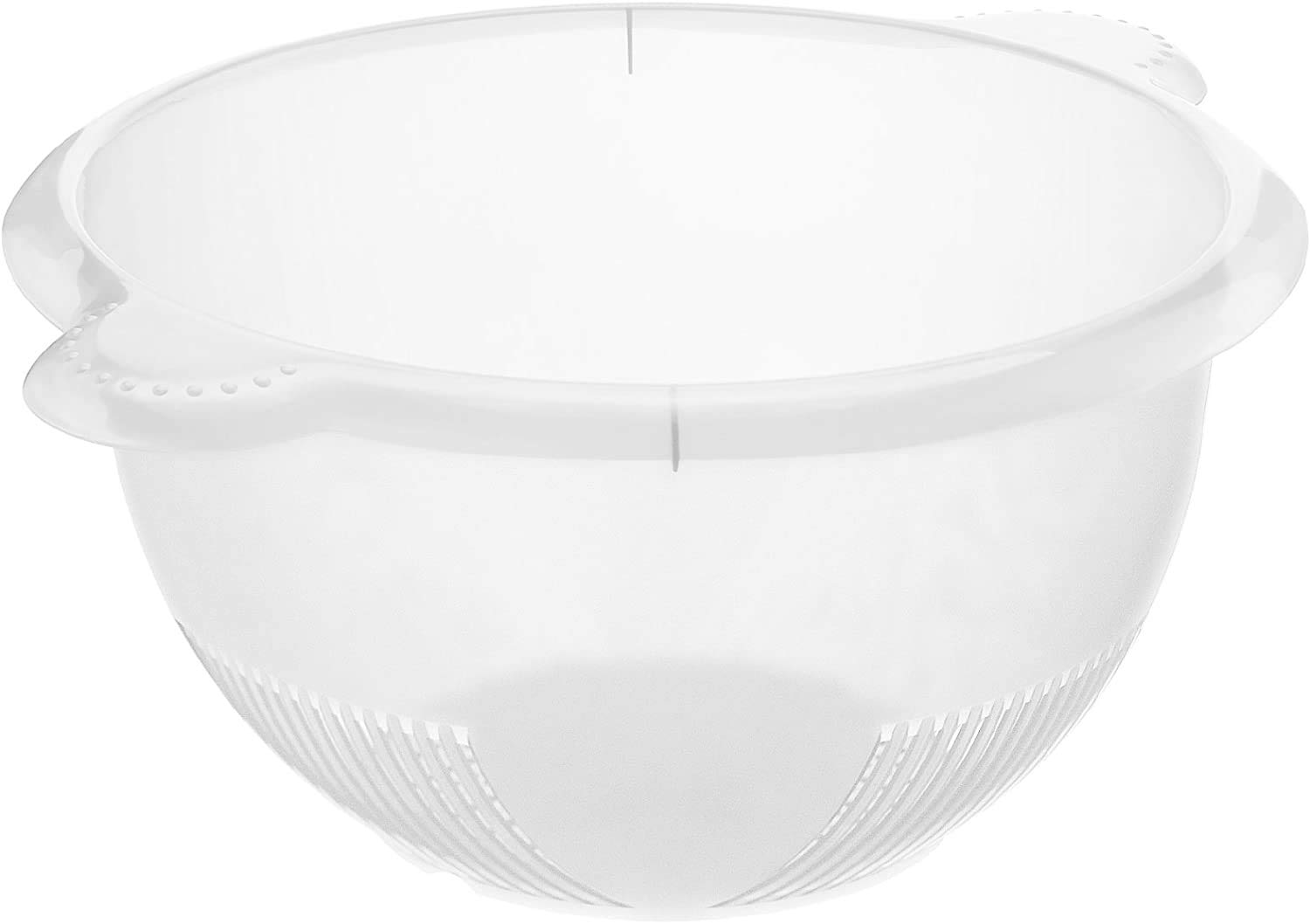 Rotho Colander with 2 Handles Rondo, Plastic (PP), Approx 32.5 x 26.5 x 13 cm (lxwxh), Made in Switzerland, Transparent