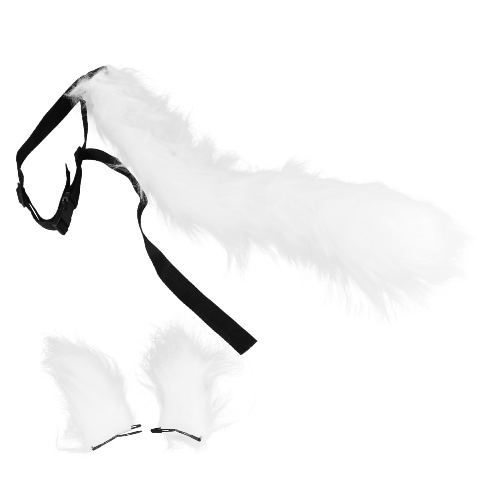 3 Sets Fuchsohren Schwanz Kunstfell Katzenohren Langer Schwanz Kostüm Kleid Zubehör Fuchsschwanz Cosplay Ornament Personalisierte Halloween Haarspangen Cosplay Kopfschmuck Stirnband Tierplüsch Weiß