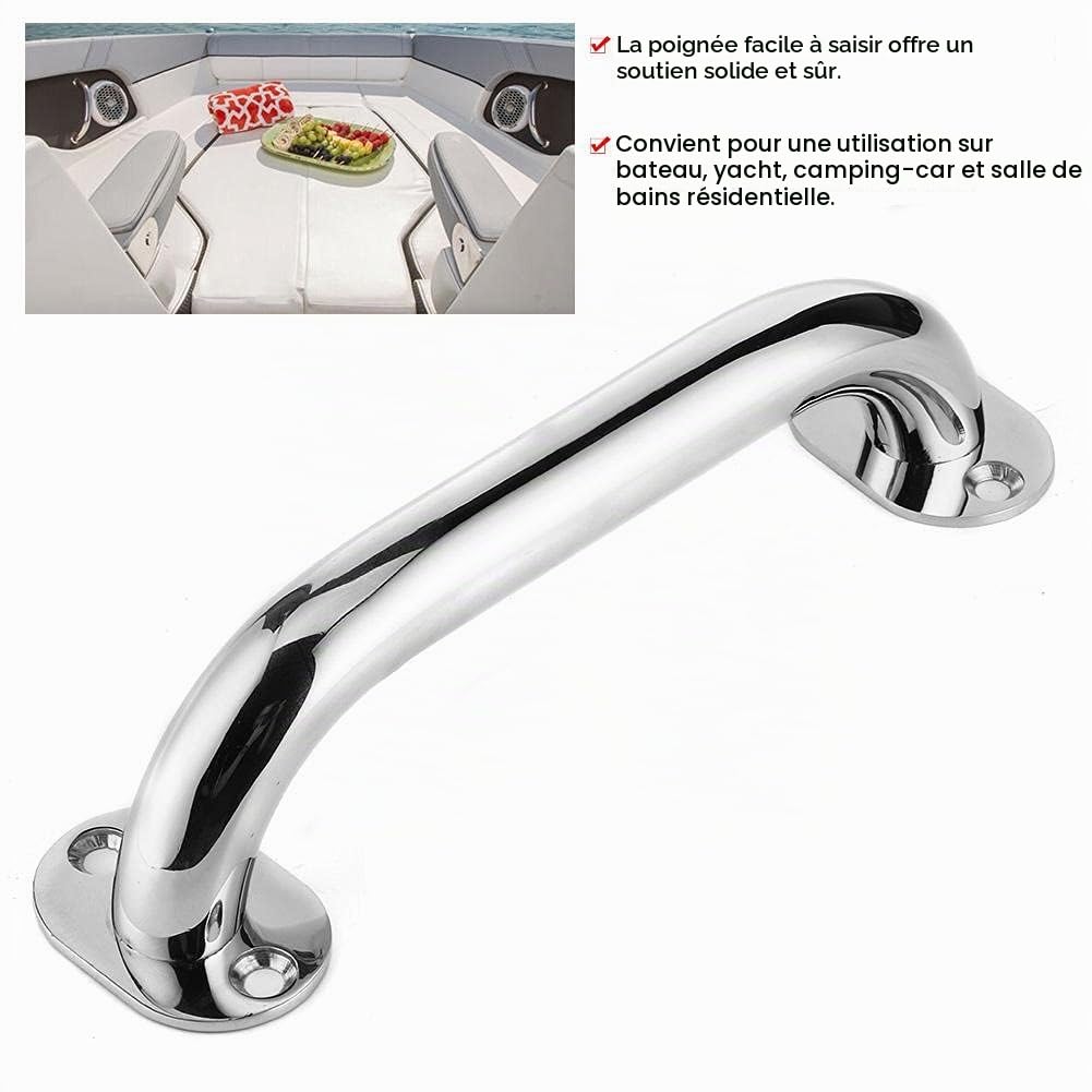 Main Courante de Bateau Polie en Acier Inoxydable Résistant à l'usure | 7.9in Edelstahl Grab Marine Handlauf Griff, Installation Facile, pour Environnements Marins et Salles de Bain, Argenté
