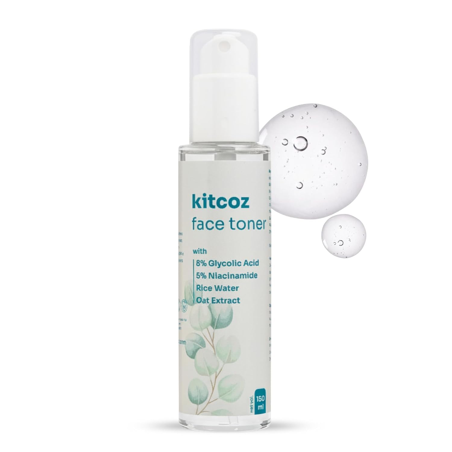 Kitc'oz 5% Niacinamide, 8% Glycolic Acid & Rice Water Face Toner | Pore Tightening, Gentle Exfoliating, Hydrating & Skin Tone Correcting Toner for All Skin Types | Alcohol Free (150ml)