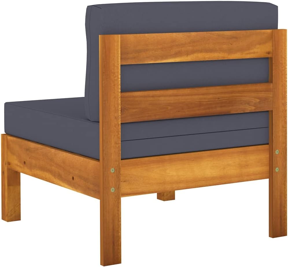 Middle Sofas 2 pcs with Dark Gray Cushions Solid Acacia Woodpatio Set Outdoor Furniture Patio Chairs Patio Furniture setSuitable for Garden Courtyard