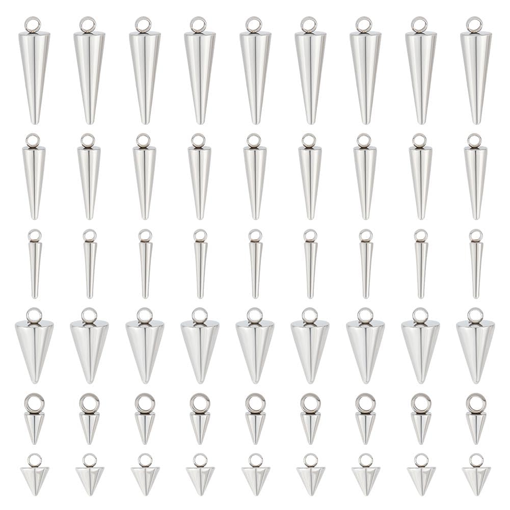 UNICRAFTALE Cone Charms Stainless Steel Spike Charms Punk Style Charm Spike Pendants Dangle Charm for DIY Necklace Earring Bracelet Jewelry Making