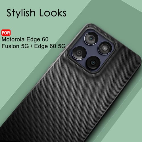 Image of TheGiftKart Back Cover Case for Motorola Moto Edge 60 Fusion 5G / Moto Edge 60 5G | Slim & Lightweight | Ultra-Premium Design | Camera Protection Bump | Fabric Texture Case Cover (PC & TPU, Black)
