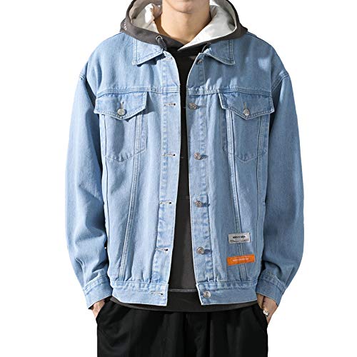 Doslavida Men's Denim Jacket Classic Trucker Jean Coat Lightweight Casual Wash Distressed Outwear Tops #TOP25