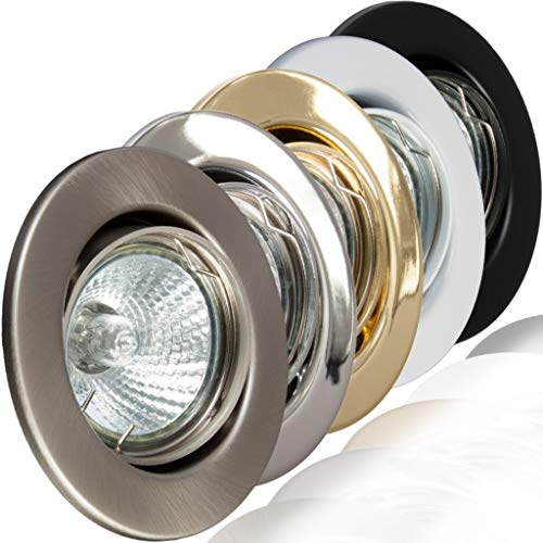 Preisvergleich Produktbild 10x Deckeneinbaustrahler Deckeneinbauleuchte Einbaurahmen Einbaustrahler Einbauleuchte Einbauspot Einbauring Metall LED Halogen GU10 MR16 (Schwarz)