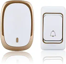 Campainha Sem Fio Residencial Bivolt Longo Alcance Comunicação com Idosos 36 Tipos Toques Leve Resistente Premium (Branco e Dourado)