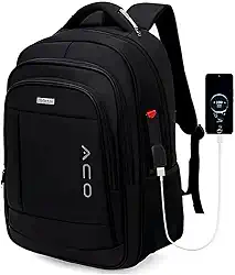 Mochila para Notebook Masculina Feminina para Notebook 17 – Mochila executiva Antifurto, Reforçada, Saídas USB e Fone, Alça de Aço, Impermeável, Escolar, Faculdade, Trabalho ou Viagem – Preta Premium