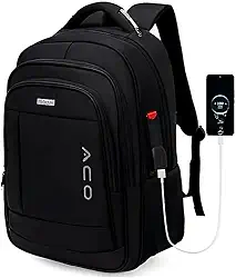 Mochila para Notebook Masculina Feminina para Notebook 17 – Mochila executiva Antifurto, Reforçada, Saídas USB e Fone, Alça de Aço, Impermeável, Escolar, Faculdade, Trabalho ou Viagem – Preta Premium