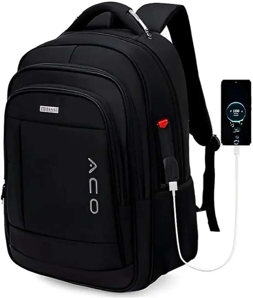 Mochila para Notebook Masculina Feminina para Notebook 17 – Mochila executiva Antifurto, Reforçada, Saídas USB e Fone, Alça de Aço, Impermeável, Escolar, Faculdade, Trabalho ou Viagem – Preta Premium