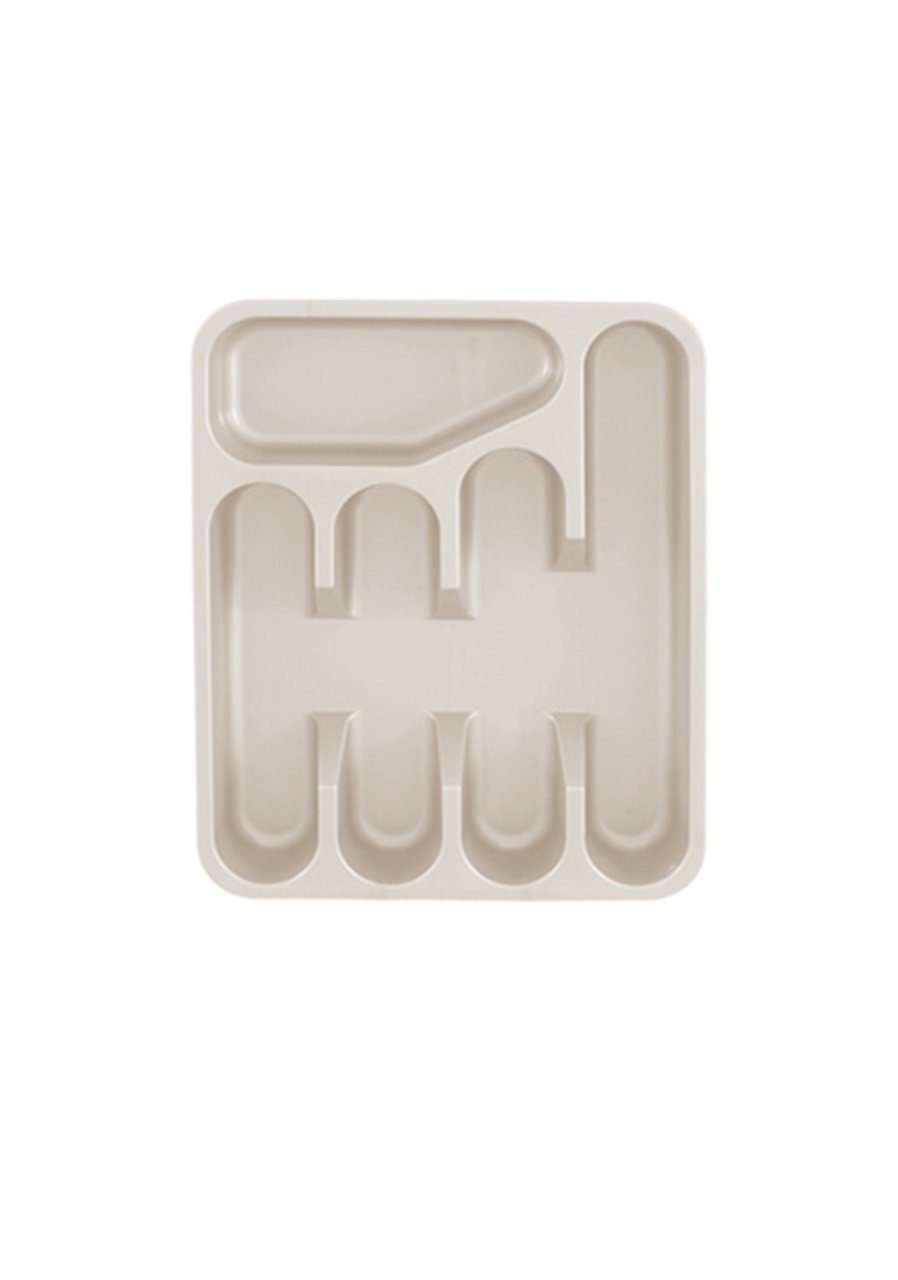 Signature Houseware Taupe 5 Compartment Plastic Cutlery Holder Tray Drawer Organiser Rack (Taupe)