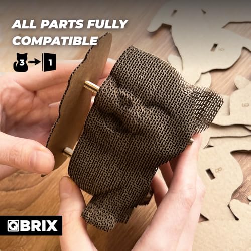 Image of QBRIX Another 3 Cats 3D Puzzles for Adults, 3D Model Kit for Teens, DIY Crafts for Home Decor, Original Gift for Boys&Girls 14+, Cardboard Model Building Kit