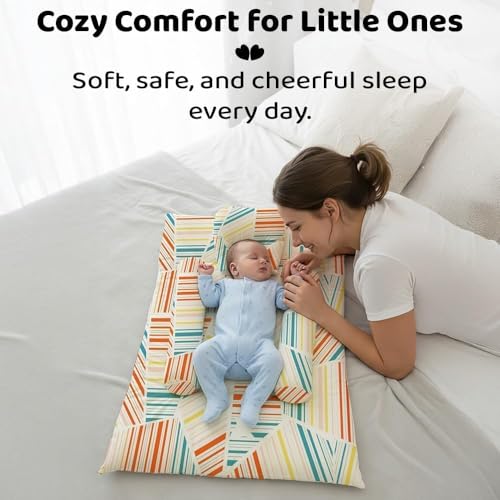 Image of StarAndDaisy Baby Carry Nest Combo Set for 0-12 Months | Baby Lounger, Bedding Nest & Mosquito Net | Soft Mattress with Side Cushions (Check Print)