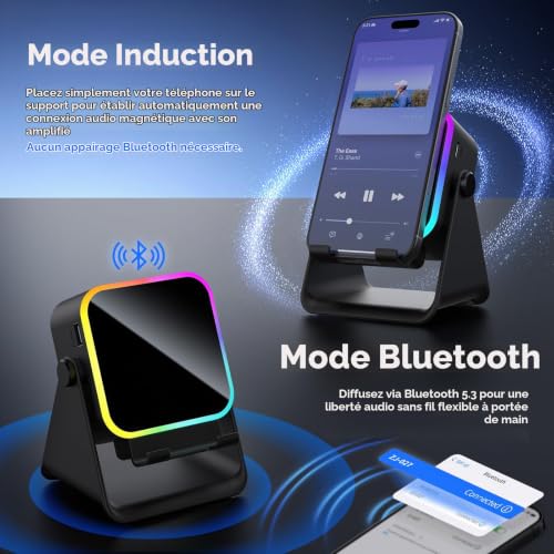 BIIB Cadeau Homme, Enceinte Bluetooth Induction avec Support Téléphone – vue 2