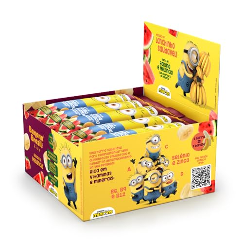 Banana Brasil Display Barra De Frutas Banana Kids Minions Sabor Melancia C/ 20 Unid. De 22G (440G)