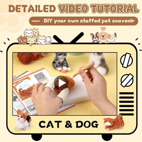 Image of Mayboos 12 Pcs Needle Felting Kit, Animal Needle Felting Beginner Kits Wool Felt Needle Felting Tools with Instruction for DIY Craft Animal Home Decoration