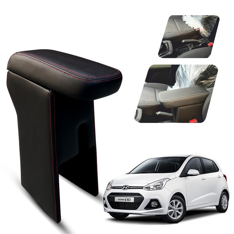 Carigiri Premium Finish Car Armrest with Storage Box And High Density Moulded Foam For Hyundai I10 Grand (Models-2013-2018) (Black With Red Double Stitching,Nappa Leatherette)-picture-29