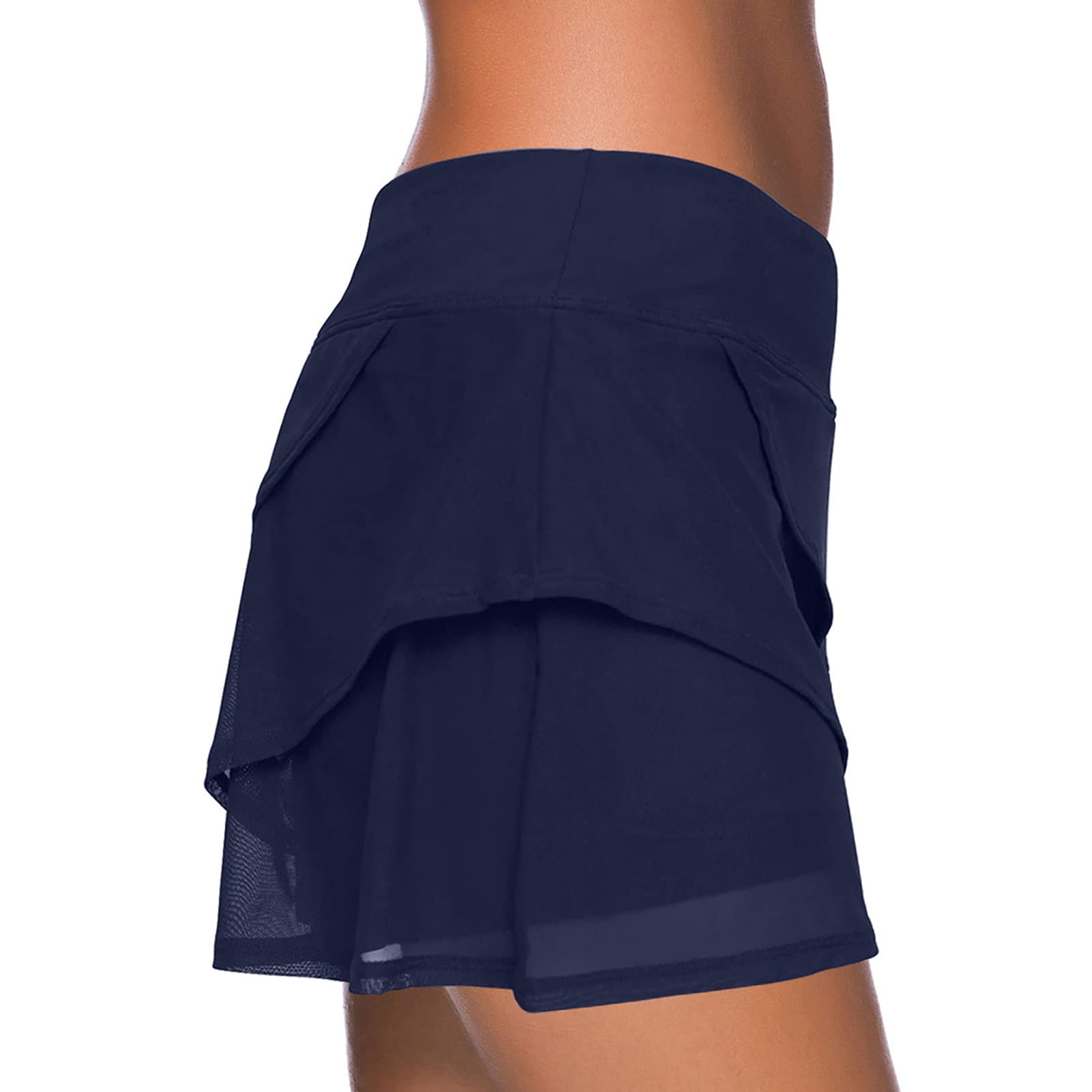 Swimming Skirt, Beach Swim Bottom Skirt Breathable Light Pure Color Ruffle for Diving for Female for Swimming (M) Dark Blue-image-19