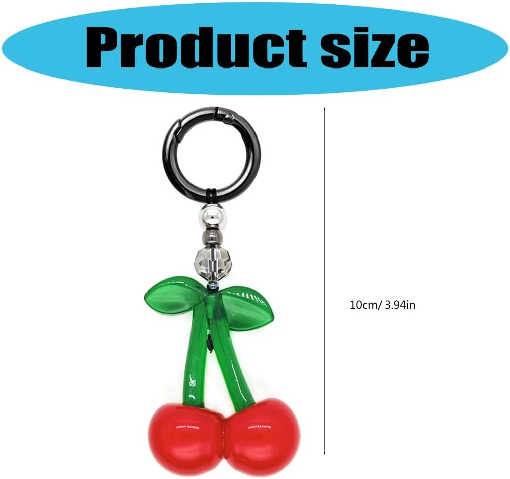 Fashion Key Holder Cherry Bowknot Beaded Charm Alloy Gift For Teen Girls image 3