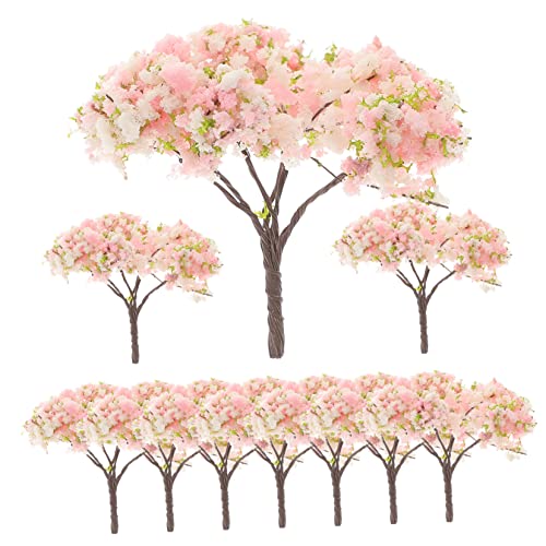 TOPPERFUN 10pièces Mini Arbres Cerisier Artificiels Décoration Paysage Maquette Fleurs Cerisier Japonais pour Bureau Chambre Salon