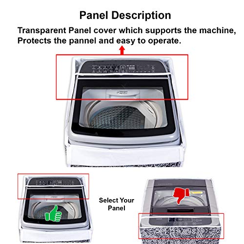 Image of Classic Top Load Washing Machine Cover Suitable for Bosch Back Panel 9 Kg, 9.5 Kg, 10 Kg, 10.5 Kg, 11 Kg (66cmsX63cmsX99cms, Black Flower, Large)