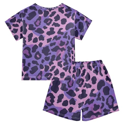 ALAZA Leopard Animal Print Pajamas Short Sleeve 2 Piece Sleepwear Top and Bottom Pajama Set Unisex2