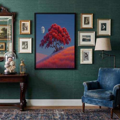Poster paysage réaliste érable lunaire cramoisi décoration de chambre