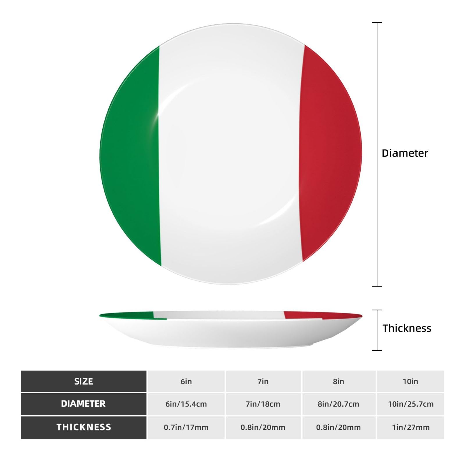 Bandeja con estampado de bandera italiana en porcelana de hueso de alta calidad para decoración de habitaciones