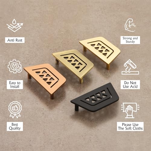 Image of COMPASS Stainless Steel 7 Star Cabinet Knobs, Drawer Pulls, Knobs for Dresser Drawers, Drawer Knobs Handle, Kitchen Knobs (Jet Black Finish) Pack of 4 pcs