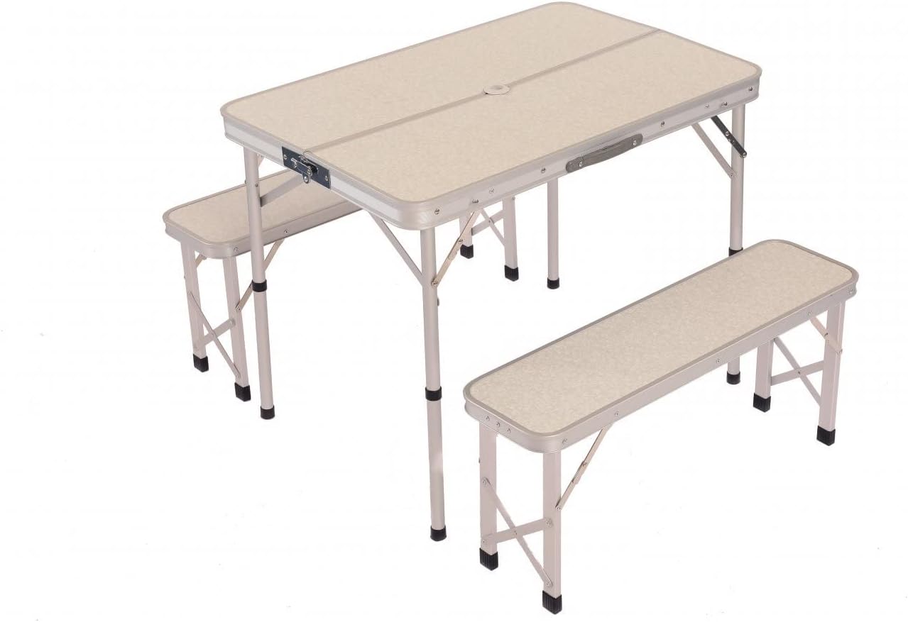 Oypla 3ft Folding Outdoor Camping Kitchen Work Top Table and Benches Amazon.co.uk Garden