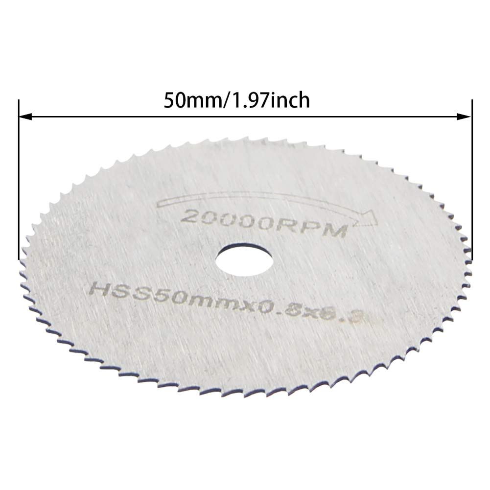 Utoolmart 50mm/2-Inch Mini Saw Blades HSS High Speed Steel with 3.175mm Connecting Rod for Rotary Tool 2 Set - Image 2