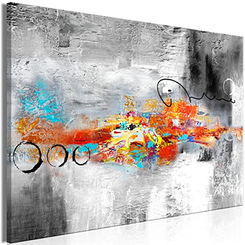 murando - Wandbilder XXL Abstrakt 120x80 cm 1 tlg Wand Deko Leinwand Bilder Groß Wanddeko Wohnzimmer Schlafzimmer Kunstdrucke - Struktur Textur silber wie gemalt Schwarz und Weiß a-A-0884-b-a