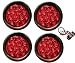 SET OF 4 AutoSmart KL-25108RK 4" ROUND LED STOP TURN TAIL RED LEN LIGHTS INCLUDES LIGHTS, GROMMET, PLUG FOR TRUCK TRAILER
