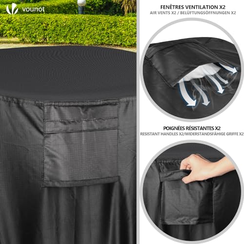 VOUNOT® Funda para Muebles de Jardín, Funda Protectora Ronda 420D Oxford Anti Viento Anti-UV, Cubierta Impermeable con Salidas de Aire Hebillas para Mesas Sillas Sofás Mobiliario Exterior Ø190x73cm - imagen 5