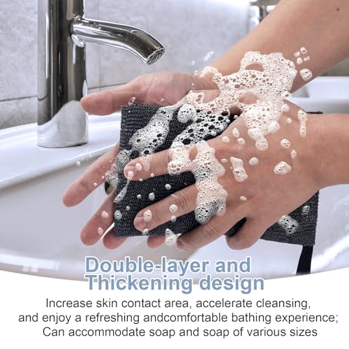 Image of HINZIC Pocket Exfoliating Soap Bag for Soap Bar, Mesh Soaps Saver, Body Scrubber Foaming Pouch, Gray Sponge Exfoliator for Shower, Bath