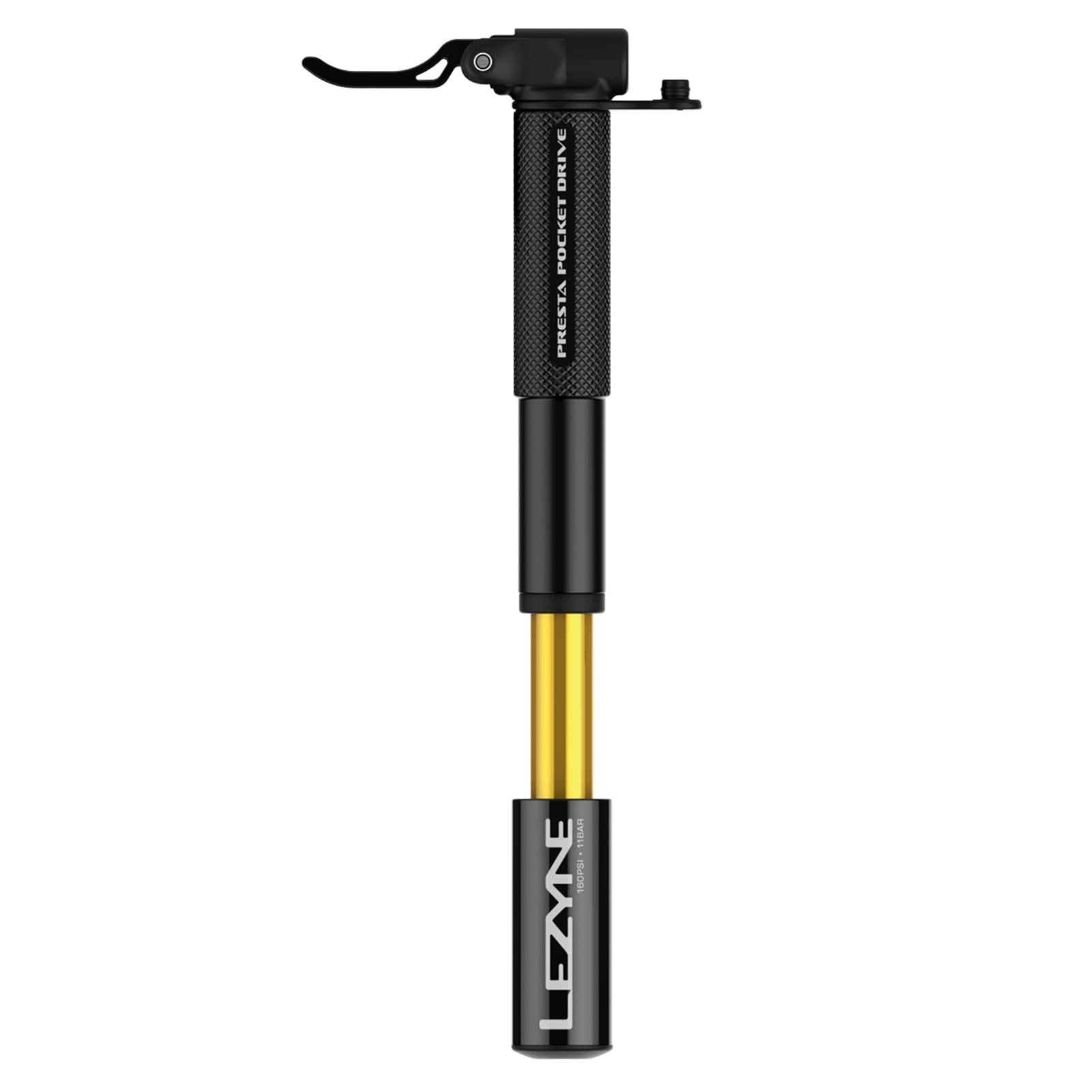 LEZYNE Presta Pocket Drive Bomba de Mano para Bicicleta, compacta, Ligera, de Alta presión, 160 PSI/11 Bar, Aluminio mecanizado CNC, fácil de Usar, inflador portátil
