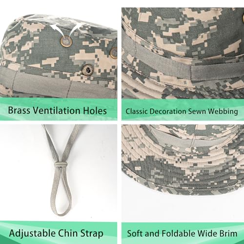 Image of Sun Hats for Men Women Boonie Hat UPF 50+ Bucket Hat Wide Brim UV Protection Fishing Hiking Safari Outdoor Hats