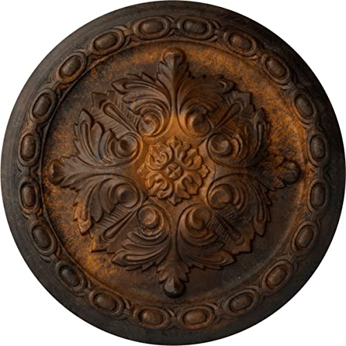 11 3/8"OD x 2"P Acanthus Ceiling Medallion, Hand-Painted Rust