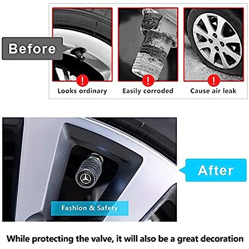für Mercedes Benz Ventilkappen, Reifen Ventilkappen für Mercedes Benz C E S M Serie CLK GLK GL AB AMG GLS GLE AMG,Ventilkappen mit Dichtung für stabilen Reifendruck, Autoventil Kappe, 4 Stück