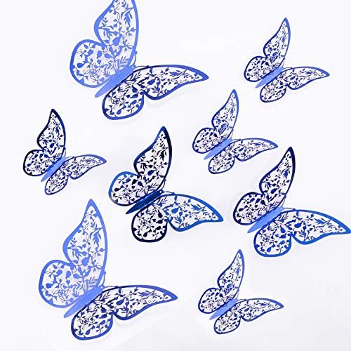 24 Autocollants Papillons 3D Amovibles - 3 Tailles (8, 10, 12 Cm) - Pour Décoration Mur, Fête, Mariage