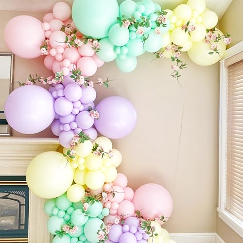 Image of Voircoloria 130pcs Pastel Balloons Different Sizes 18 inch 12 inch 10 inch 5 inch Macaron Latex Balloon Garland Arch Kit for Birthday Easter Baby Shower Graduation Wedding Gender Reveal Anniversary Party Decorations