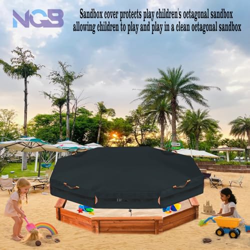 Image of Octagon Sandbox Cover, 600D Waterproof Oxford Cloth with Two Warning Sign Carry Handles and a Circle of 7 Meters Windproof Buckle,Elastic Drawstring Double Layer Windproof.(85 inch L x 78 inch W x 9 inch H)