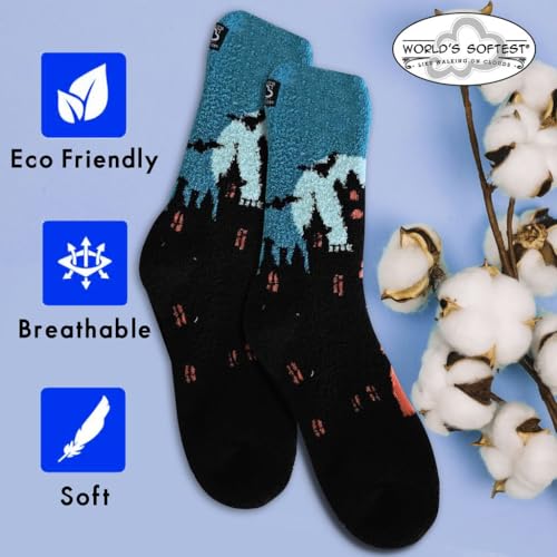 Image of World's Softest Cozy Collection Crew Socks - Smooth Multi Colors Cozy Socks - Knit Top Holiday Spirit Fashion Socks