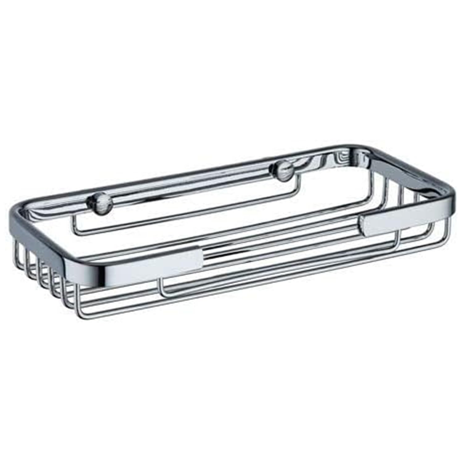 Go Bathrooms Bath Shower Basket Caddy | Bathroom Accessory Organiser |Small Rectangle Slim Shape | Solid Brass | Wall Mounted |Chrome