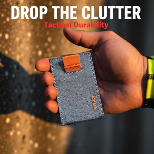 Image of RFID Minimalist Slim Wallet for Men and Women, Holds Up to 12 Cards, Cash, Key Thin and Lightweight Credit Card Holder (Grey Microfiber - Ember Edition)
