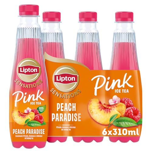 Lipton Sensations Peach Paradise Pink Ice Tea Eistee mit Pfirsich Himbeere & Hibiskus Geschmack mit Oolong Tee 6 x 0.31 l