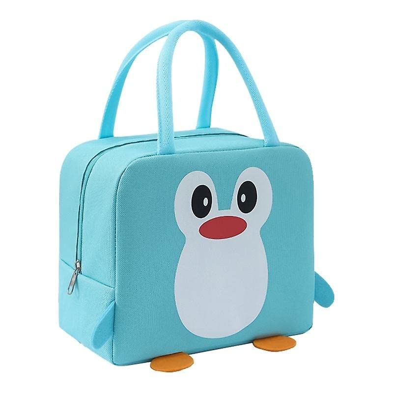 Lunch Bag || Cute Cartoon Penguin || Organizer Storage || Travel Lunch Tiffin Storage Bag for Office, College & School Polyester, Regular Size(Sky Blue)