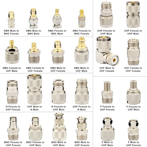 Kit adaptadores PL259 SO239 SMA a BNC 24 piezas miniatura 2