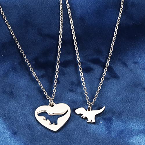 Ankiyabe Mother Daughter Necklack Set Matching Cutout Animal Heart Necklaces Mommy and Me Gift Mama Bear Saurus Necklace Mom Daughter Quote Necklace3