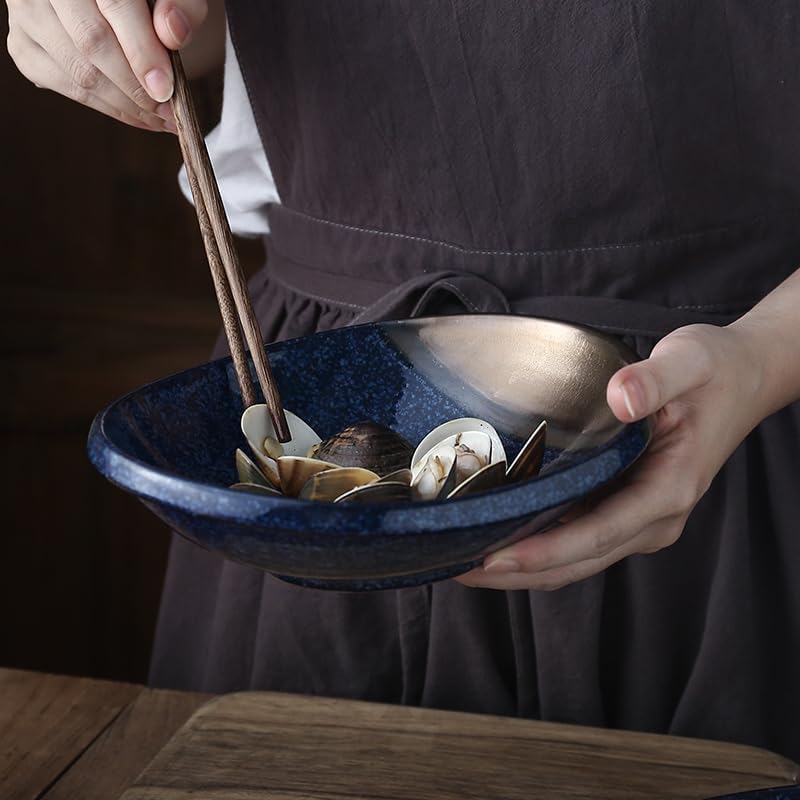 パスタサービングボウル セラミックフルーツボウル家庭用特殊形状食器レストランスナックボウル中華サービスボウル 汁椀(M)