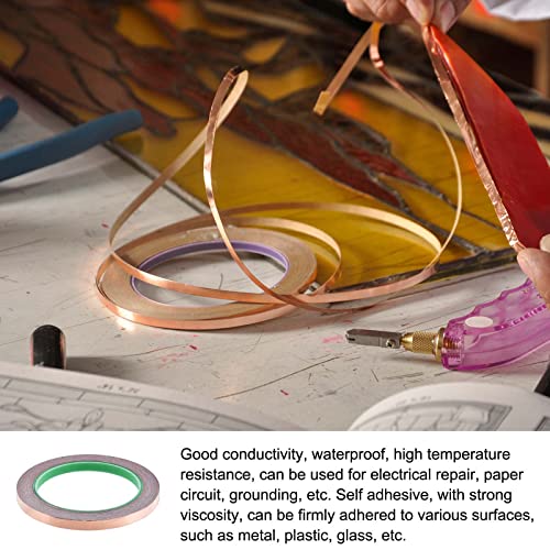 Image of Copper Foil Tape Conductive Adhesive Double Sided, [for EMI Shielding, Stained Glass, Paper Circuits, Grounding] - 5 /16 inch /66ft /2 Roll